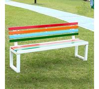 Banc de jardin d'extérieur résistant aux intempéries avec dossier - Cadre en métal de 150 cm et mobilier de terrasse élégant en bois pour tous les temps, parfait pour les jardins et les cours