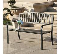 Banc de jardin d'extérieur résistant aux intempéries, chaise de terrasse en métal robuste pour porche, cour, travail, entrée, meubles avec cadre en acier