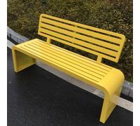Banc de jardin d'extérieur robuste en acier inoxydable 304 avec dossier - Sièges de terrasse en fer durable pour parc, jardin et place publique (jaune, 150 x 40,6 x 78,7 cm)