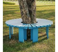 Banc de jardin d'extérieur - Siège de terrasse semi-circulaire dos nu, design à lattes en bois massif, parfait pour les arbres et les cours, 4 options de couleur (bleu, demi-rond)