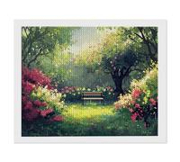 Banc De Jardin Diamond Painting Adultes Enfant, 5D DIY Peinture Diamant Kit Complet, Peinture Diamant Artisanat Strass Point de Croix Painting pour Adultes, Décor Intérieur, Cadeaux 20x30 cm s-497