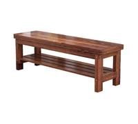 Banc de jardin double couche en bois marron - 2 à 3 personnes pour salle à manger, balcon ou chambre à coucher - Idéal pour changer de chaussures ou exposer des fleurs (60 cm)