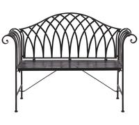 Beliani Banc de Jardin Effet Vieilli Noir avec Accoudoirs en Métal 2 Places Milazzo