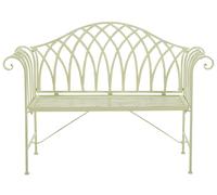 Banc de Jardin Effet Vieilli Vert Clair avec Accoudoirs en Métal 2 places