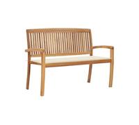 Banc de jardin empilable et coussin 128,5cm Bois de teck massif
