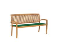 vidaXL Banc de jardin empilable et coussin 159 cm Bois de teck massif