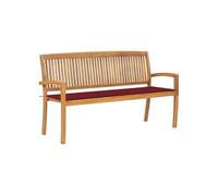 Banc de jardin empilable et coussin 159 cm Bois de teck massif