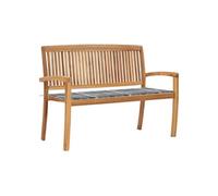 Banc de Jardin Empilable et Coussin Banc de Terrasse Meuble de Jardin Banc de Patio Meuble d'Extérieur Parc 128,5 cm Bois de Teck Massif