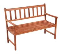 Banc de jardin en acacia massif 120 cm avec coussin rouge vin | Bois d'acacia massif, finition à l'huile, coussin en polyester avec cordes, matériel galvanisé, montage facile