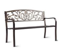 Banc De Jardin En Acier Banquette En Fer Forgé Bronzé 127 X 60 X 85 Cm Dossier À Motif Papillon Helloshop26 20_0000201 Multicolore