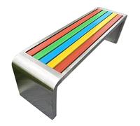 Banc de Jardin en Acier Inoxydable pour Parc, Banc Skinny Extérieur Moderne pour Jardin, Long Bancs Public pour Parcs, Écoles ou Communautés(Natural,59in/150cm)