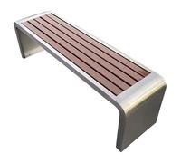 Banc de Jardin en Acier Inoxydable pour Parc, Banc Skinny Extérieur Moderne pour Jardin, Long Bancs Public pour Parcs, Écoles ou Communautés(Silver,59in/150cm)