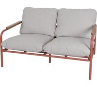 Banc de jardin en aluminium HWC-O11, Outdoor Banc 2 places canapé, tissu oléfine (205 g/m²) 125cm ~ terracotta rembourrage beige