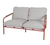 Banc De Jardin En Aluminium Hwc-O11, Outdoor Banc 2 Places Canapé, Tissu Oléfine (205 G/M²) 125cm Terracotta Rembourrage Beige Rouge