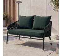 Banc De Jardin En Aluminium Hwc-P90, Canapé De Jardin, Banc D'extérieur, Tressage En Corde, Tissu/Textile (180 G/M²) Vert Vert