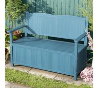 Banc de jardin en bois avec accoudoirs et dossier, rangement et support renforcé pour l'extérieur