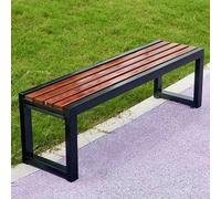 Banc de jardin en bois avec dos nu en métal pour patio, porche ou jardin, solution d'assise confortable