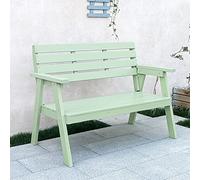 Banc de jardin en bois avec dossier et accoudoirs, assise extérieure robuste pour 2 à 3 personnes, parfait pour terrasse, véranda ou cour