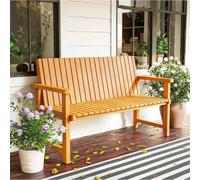 Banc de jardin en bois, banquette exterieur pour terrasse ou de porche | Construction en bois massif, finition résistante aux intempéries(Giallo,123cm/48.4in)