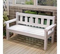 Banc de jardin en bois blanc avec dossier et accoudoirs larges, siège de terrasse pour jardin, parc et salon, banc confortable de 80 cm, pour la détente et le plaisir