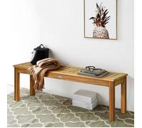 CostwayBanc de Jardin en Bois d?Acacia sans Dossier avec Assise à Lattes 132 x 34 x 43,5 CM Charge Max 360KG Couleur Naturel