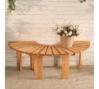 Banc De Jardin en Bois Demi-Rond, D'extérieur Enveloppant, Résistant Aux Intempéries, Siège À Lattes Durable, Banc d'arbre Semi-Circulaire sans Dossier for Patio, Parc, Arrière-Cour, Porche