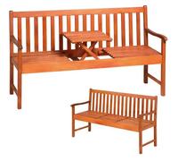 Casaria Banc de Jardin en Bois d'eucalyptus 3 Personnes avec Plateau rétractable certifié FSC® Banc en Bois terrasse Balcon