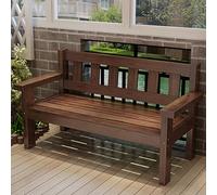 Banc de jardin en bois marron avec dossier et accoudoirs larges - Siège de terrasse parfait pour parcs, jardins et salons - 130 cm