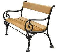 Banc de jardin en bois massif anticorrosion avec dossier en fonte pour parc, cour et conversations en plein air.
