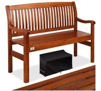 Banc de jardin en bois massif - KESSER - 125 x 62 x 90 cm - Marron foncé - Résistant aux intempéries