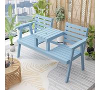 Banc de jardin en bois résistant aux intempéries avec petite table, capacité de 400 kg, idéal pour terrasse, balcon, parc - Assise élégante et durable