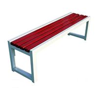 Banc de jardin en bois résistant aux intempéries, dossier nu, assise extérieure de 140 cm, pour 2 à 4 personnes, capacité de charge de 399,2 kg, cadre en métal, idéal pour terrasses et porches (blanc