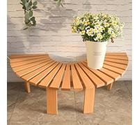 Banc de jardin en bois semi-circulaire pour extérieur, chaise de patio à lattes dos nu pour cour, terrasse, pelouse - Design élégant demi-rond