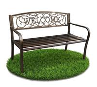 Banc de Jardin en Brun IRYS avec Pieds en Acier et dossier en fonte, Largeur 127 cm