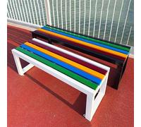 Banc de jardin en fer résistant aux intempéries pour 2 à 4 personnes avec assise en bois massif sans dossier - 120 cm de long - Meubles de patio pour cour et jardin