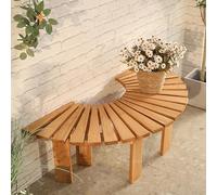 Banc de jardin en forme d'éventail en bois massif résistant aux intempéries pour balcon et terrasse - Banc de jardin demi-rond dos nu - Jaune