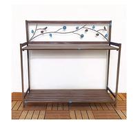 Banc de jardin en métal avec 2 étagères - Station de travail durable pour plantation et jardinage - Meubles de terrasse - Table de jardin robuste pour l'entretien des plantes et le rempotage