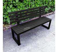 Banc de jardin en métal avec dossier, capacité de 500 kg, parfait pour terrasse, porche, cour, parc - Noir, 150 cm, solution d'assise durable et élégante