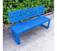 Banc de jardin en métal avec dossier, capacité élégante de 500 kg pour porche, cour, terrasse, entrée, parc - 150 cm, bleu