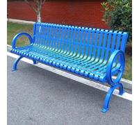 Banc de jardin en métal avec dossier et accoudoirs, coins arrondis, capacité de charge de 399,2 kg, idéal pour pelouse, cour, porche et entrée de travail, bleu, 180 cm
