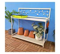 Banc de jardin en métal avec étagère à 2 niveaux, station de travail d'extérieur durable pour plantation et jardinage, parfait pour les jardiniers et les espaces extérieurs