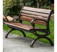 Banc de jardin en métal résistant aux intempéries avec dossier et accoudoirs, montage facile, 180 cm de long, banc de véranda pour cour et terrasse