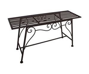 Banc de jardin en métal sans dossier, banc d'extérieur, banc de fleurs de jardin, aspect rouille, max 200 kg, Lxlxh 83x27x45 cm