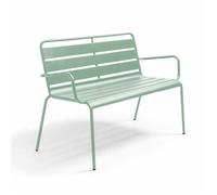 Oviala Banc de Jardin en métal Vert Sauge - Palavas