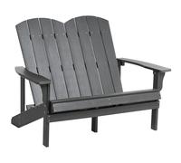 Banc de Jardin en Plastique et Bois 2 Places Meuble Jardin Gris Foncé Adirondack