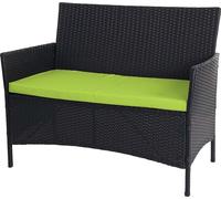 Banc De Jardin Halden En Polyrotin, Banquette Anthracite, Coussin Vert Noir
