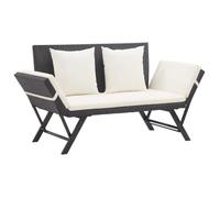 Banc de jardin en résine tressée noir avec coussins - VIDAXL
