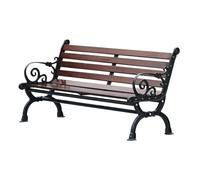 Banc de jardin en une seule pièce moulé sous pression avec accoudoirs ondulés et dossier confortable, résistant aux intempéries pour terrasse et pelouse
