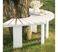 Banc de jardin enveloppant en bois semi-circulaire pour parc, cour, porche, pelouse, décoration de meubles durable toutes saisons