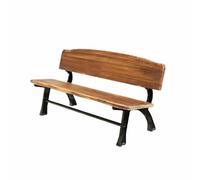Banc de jardin ergonomique en fonte d'aluminium - Siège à dossier extérieur - Capacité de 500 kg - Bois traité sous pression - Finition naturelle - Idéal pour terrasse, pelouse, jardin de campagne